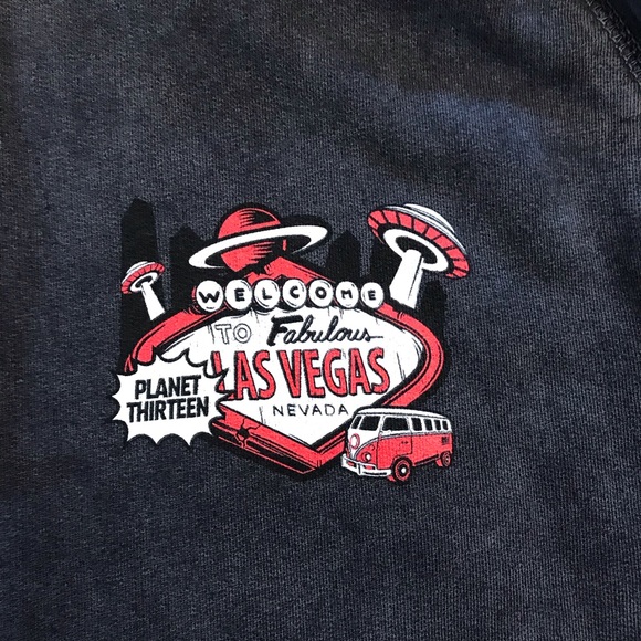 Planet Thirteen Las Vegas Alien Hoodie Sweatshirt Adult Size Small Faded Black - Picture 6 of 11